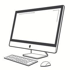 Minimalist Desktop Computer with Keyboard and Mouse