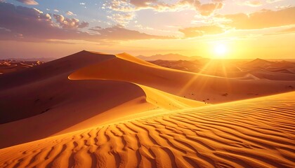 Golden desert sunset
