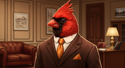Cardinal in suit cartoon formal wear