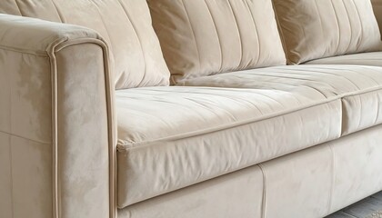 Cream Velvet Sofa Upholstery Detail