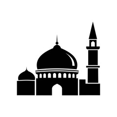 Mosque stands tall with its minaret against a clear sky, showcasing Islamic architecture and cultural heritage in a serene and spiritual atmosphere.