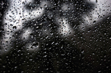 Water drops on a window glass