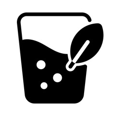 Detox Drink Glass Line Icon of Detox and Cleansing Icon Set