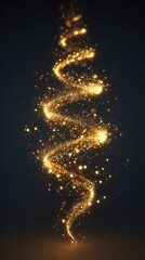 Obraz premium A golden shimme light trail spirals and curves elegantly against a dark background creating a magical and ethereal visual experience.
