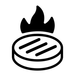 Flaming Grill Steak Line Icon of BBQ and Grilling Icon Set