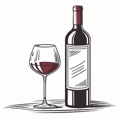 Wine Bottle and Glass with Red Wine glass beverage