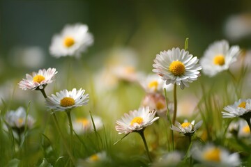 Flowers bloom in the garden under the morning sun.