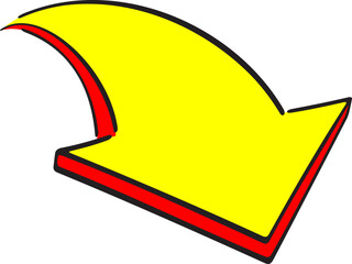 Cartoon Style Yellow Arrow Pointing Down