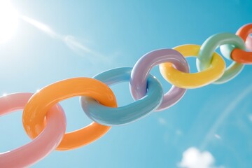 Unlock vibrant connections and build strong digital relationships with this modern pastel chain against a dreamy sky background
