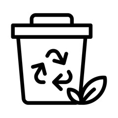 Compost Bin with Recycling Symbol Line Icon of Composting Icon Set