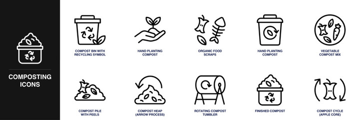 Composting Line Icon Set