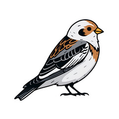 Fototapeta premium Black, white and brown cartoon bird isolated on transparent background