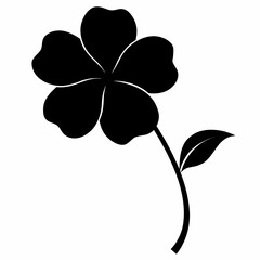 oxalis corniculata flower silhouette vector on white