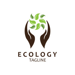 Logos of green Tree leaf ecology