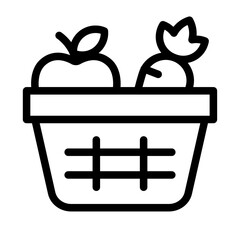 Fresh Produce Basket Line Icon of Farmers Markets Icon Set