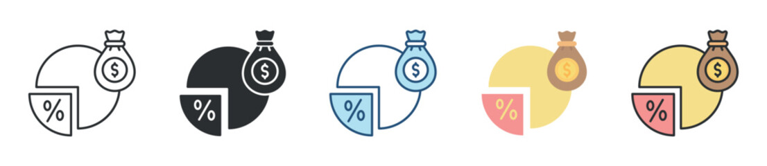 Dividend Icon Set Multiple Style Collection