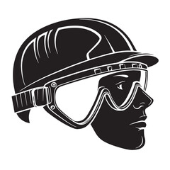 Black safety goggles Silhouette Vector, High Quality Illustration on White Background