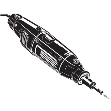 Black rotary tool dremel Silhouette Vector, High Quality Illustration on White Background