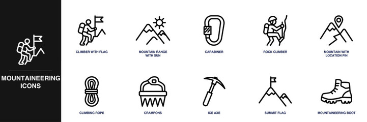 Mountaineering Line Icon Set