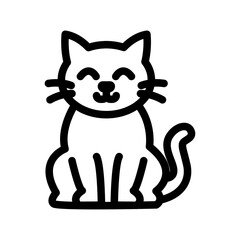 Happy Fluffy Cat Line Icon of Cat Sitting Icon Set