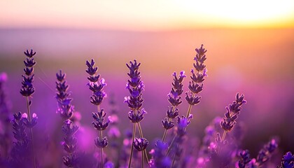 Fototapeta premium Beautiful Lavender Field at Sunset.