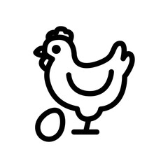 Hen with Eggs Line Icon of Livestock Farming Icon Set