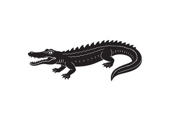 Fototapeta premium Bold silhouette of an attacking alligator crocodile with open jaws.