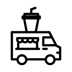 Drink and Smoothie Truck Line Icon of Food Trucks Icon Set
