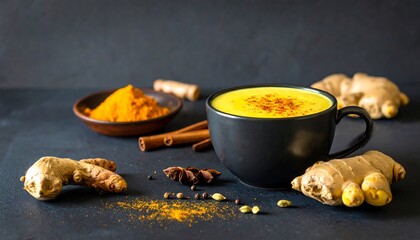 Golden drink with spices