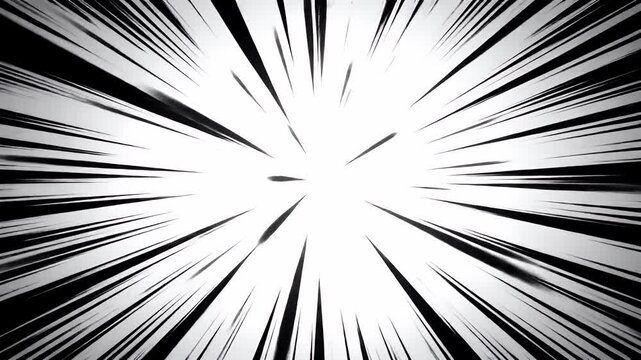 Dynamic speed lines zoom effect creating high-energy motion blur for action-packed video sequences