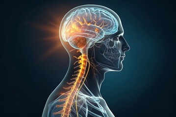 Human Brain and Nervous System X-ray spine transparent