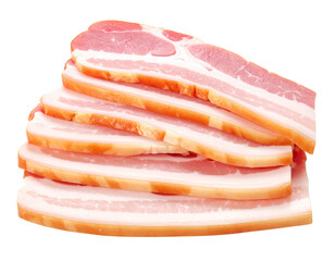  “Pile of Fresh Raw Bacon with Layered Texture, isolated on a transparent background”.