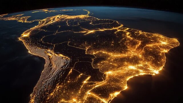 South america night city lights
