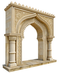 Classic antique gate with pillars or column arch isolated on white or transparent background