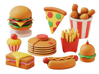 fast food icons set