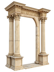 Fototapeta premium Classic antique gate with pillars or column arch isolated on white or transparent background