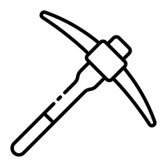 pickaxe icon for digging rock in mining excavation or quarry work