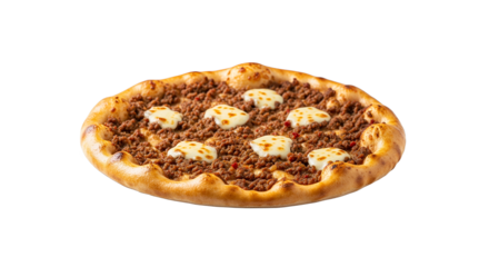 Appetizing Meat and Cheese Flatbread, Delicious Savory Baked Pastry, Perfect for Food Blog, Restaurant Menu, Recipe Website