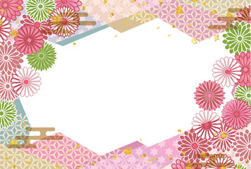 菊　和柄　年賀状　背景	