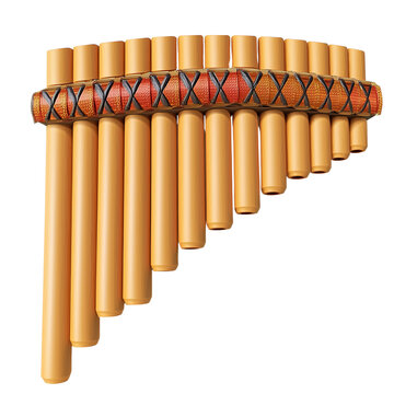 3D Render of Andean Pan Flute (Zampo&ntilde;a) Isolated on Transparent Background
