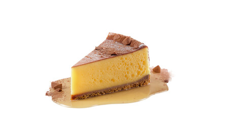 Cheesecake Slice with Chocolate Topping and Caramel Drizzle, Dessert Photography, Food Styling