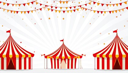 Obraz premium Three circus tents with colorful decorations