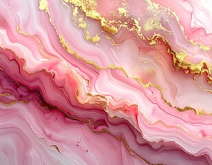 Abstract, swirling pink and gold marble pattern