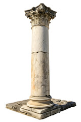 Greek column isolated on white or transparent background