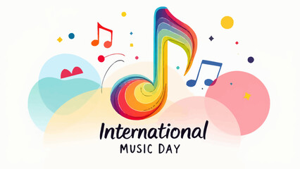 Colorful Music Note Celebrating International Music Day with Festive Design Elements