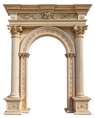 Naklejka premium Classic antique gate with pillars or column arch isolated on white or transparent background