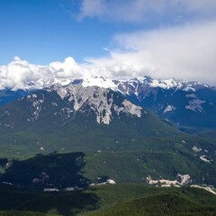 Mountain range panorama under a vibrant sky