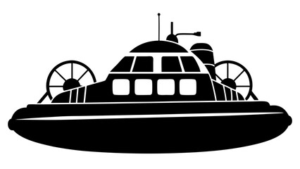 Hovercraft black vector silhouette on white background