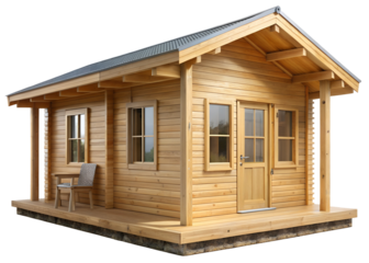 modern wooden cabin png image on transparent background