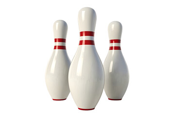 Set of bowling pins isolated on clean and solid white background